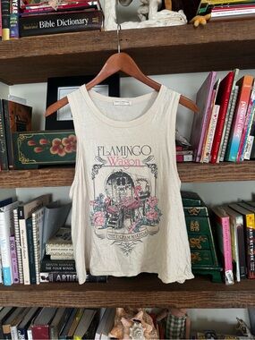 Spell Cream Graphic Flamingo Tank Top